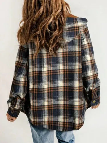 Geruit flanellen damesovershirt met sherpakraag
