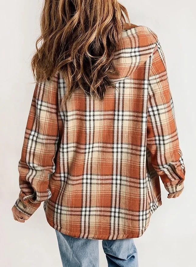Geruit flanellen damesovershirt met sherpakraag