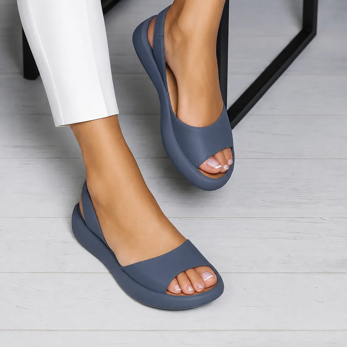 Slingback-plateausandalen met open neus voor dames