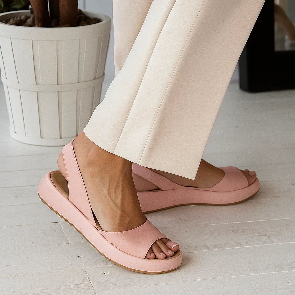 Slingback-plateausandalen met open neus voor dames
