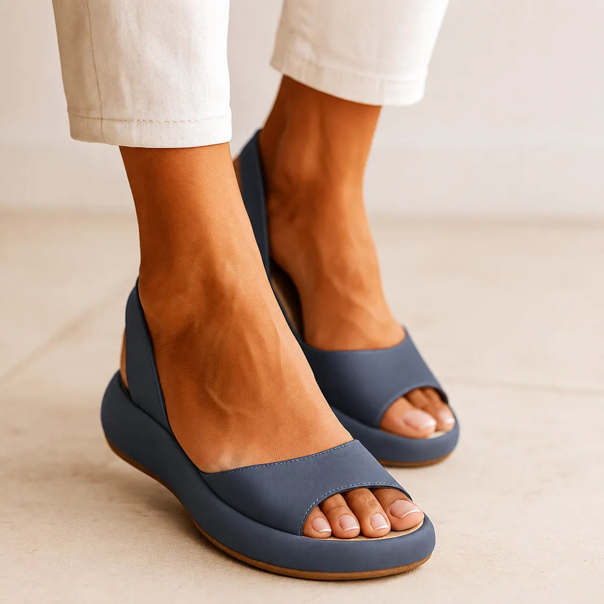 Slingback-plateausandalen met open neus voor dames