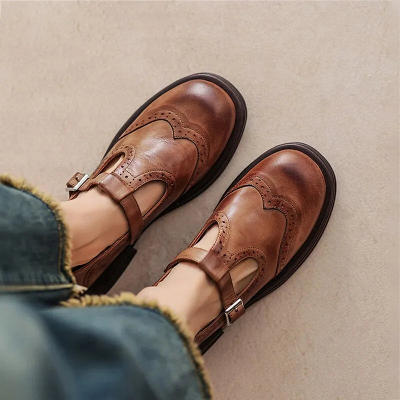 Yseult platte Mary Jane-schoenen met broguedetails voor dames