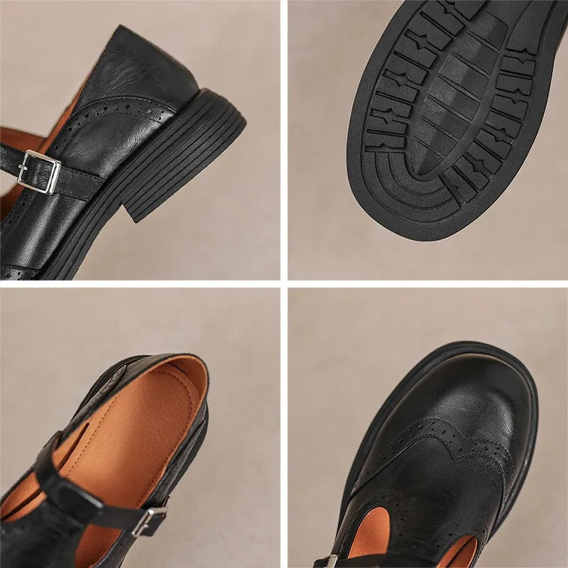 Yseult platte Mary Jane-schoenen met broguedetails voor dames