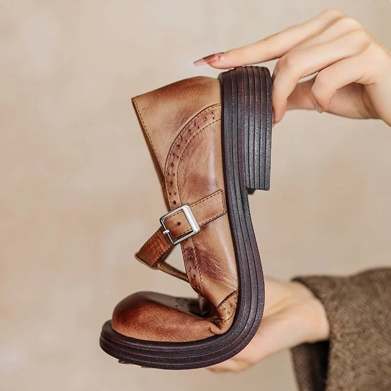 Yseult platte Mary Jane-schoenen met broguedetails voor dames