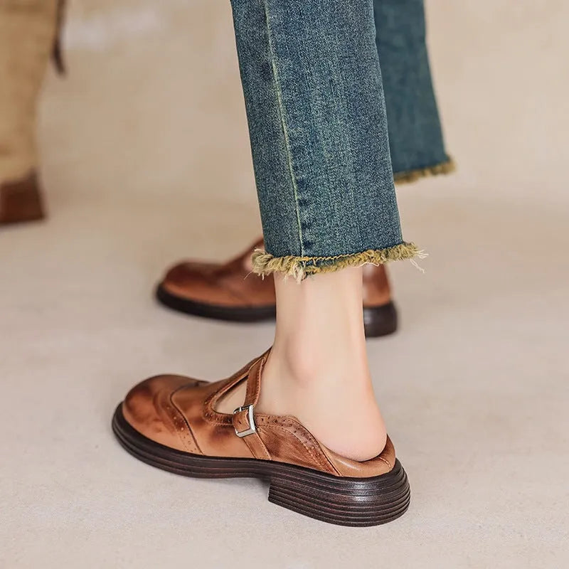 Yseult platte Mary Jane-schoenen met broguedetails voor dames