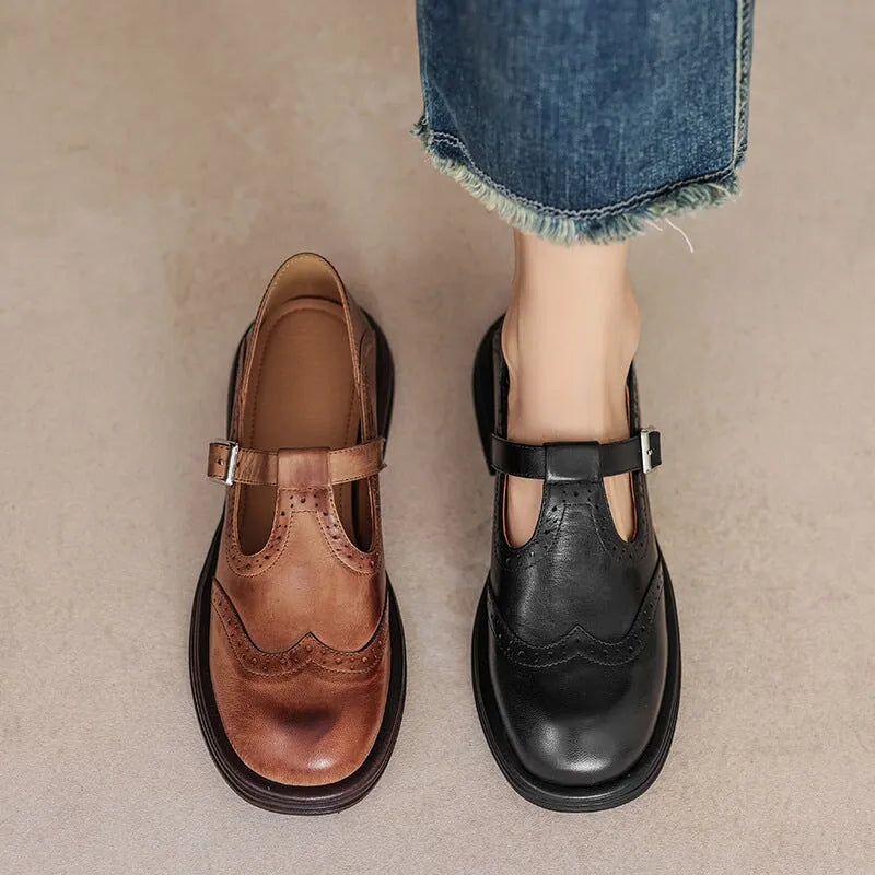 Yseult platte Mary Jane-schoenen met broguedetails voor dames