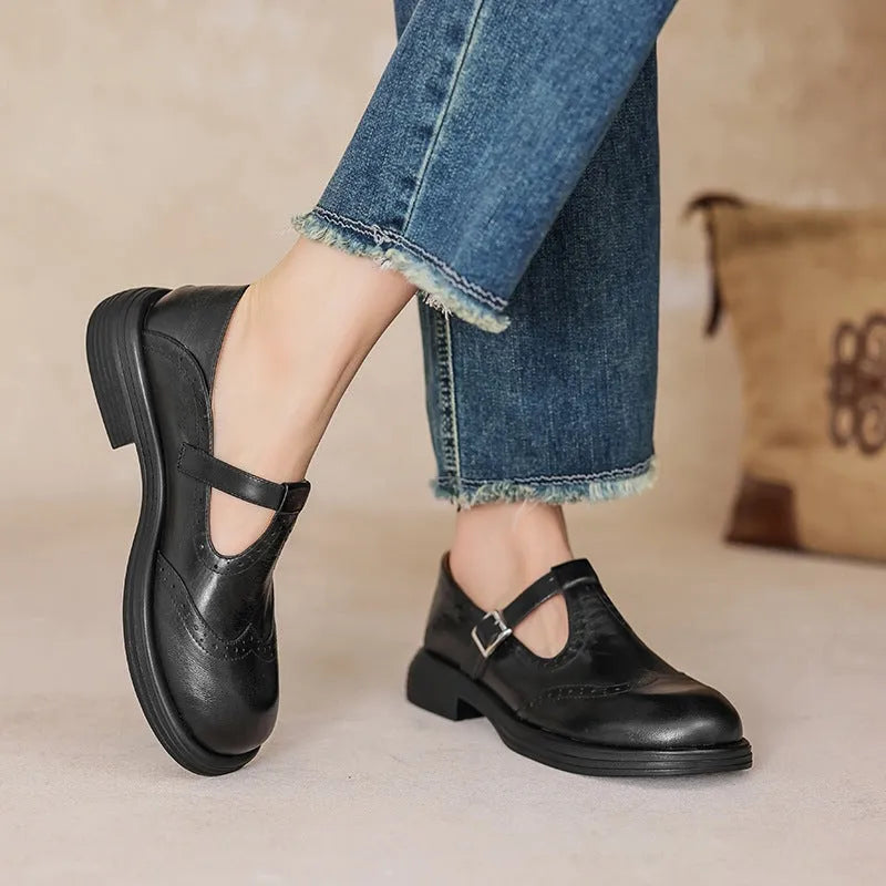 Yseult platte Mary Jane-schoenen met broguedetails voor dames