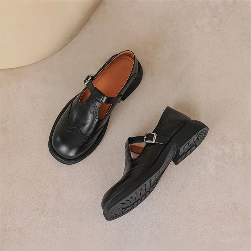 Yseult platte Mary Jane-schoenen met broguedetails voor dames