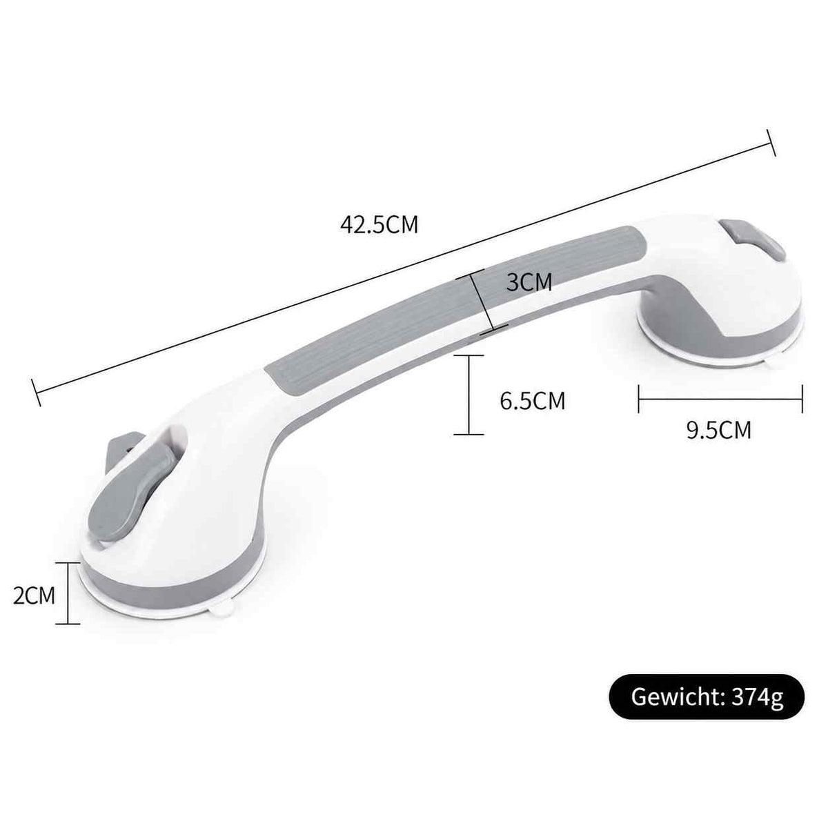 Zuignaphandgreep voor de douche, veiligheidsgreep voor de badkamer zonder boren, 15,7 inch