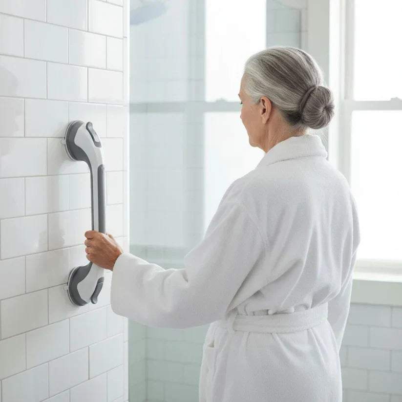 Zuignaphandgreep voor de douche, veiligheidsgreep voor de badkamer zonder boren, 15,7 inch