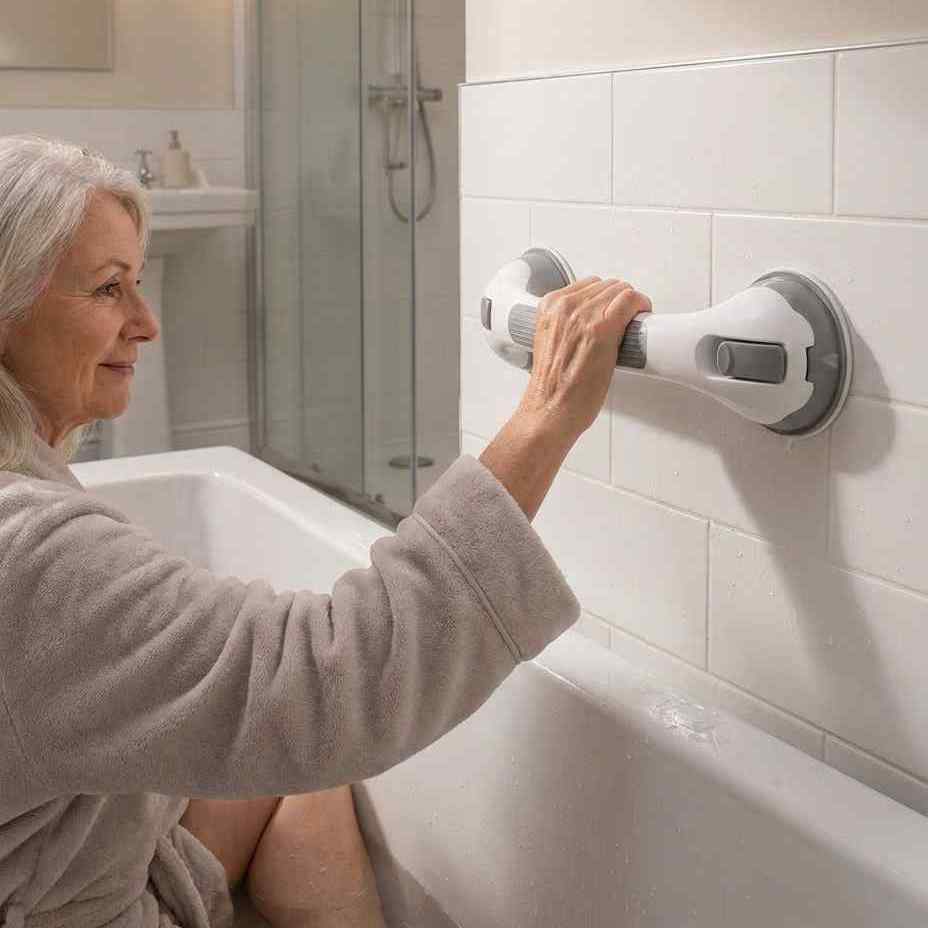 Zuignaphandgreep voor de douche, veiligheidsgreep voor de badkamer zonder boren, 15,7 inch