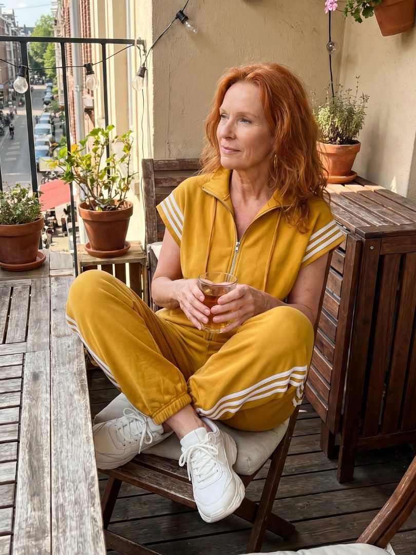 Jumpsuit met gestreepte panelen, rits voorop en korte mouwen voor dames